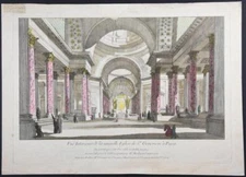1761 French Engraving by Pierre-Antoine Demachy Pantheon Église Sainte-Geneviève
