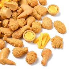 100Pcs Resin Fast Food Snack Fried Chicken Cabochon for Kitchen Home Party Decor