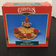 VTG Christmas Collectable Mini Tea Set 6-Piece Santa Holiday Table Décor