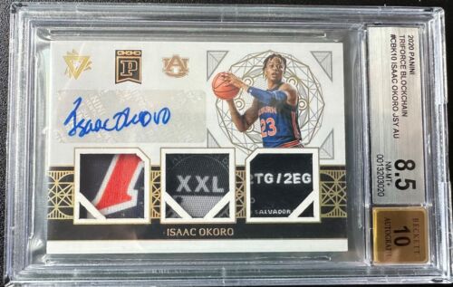 2020 Panini Triforce Blockchain Isaac Okoro Rookie Patch Auto 1/1 BGS 8.5 - Picture 1 of 2