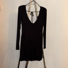 URBAN OUTFITTERS Mercer Deep V Babydoll Mini Dress Size Medium. Black STRETCHY