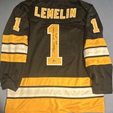 Rejean Lemelin Boston Bruins Autographed Original Hockey Jersey Beckett