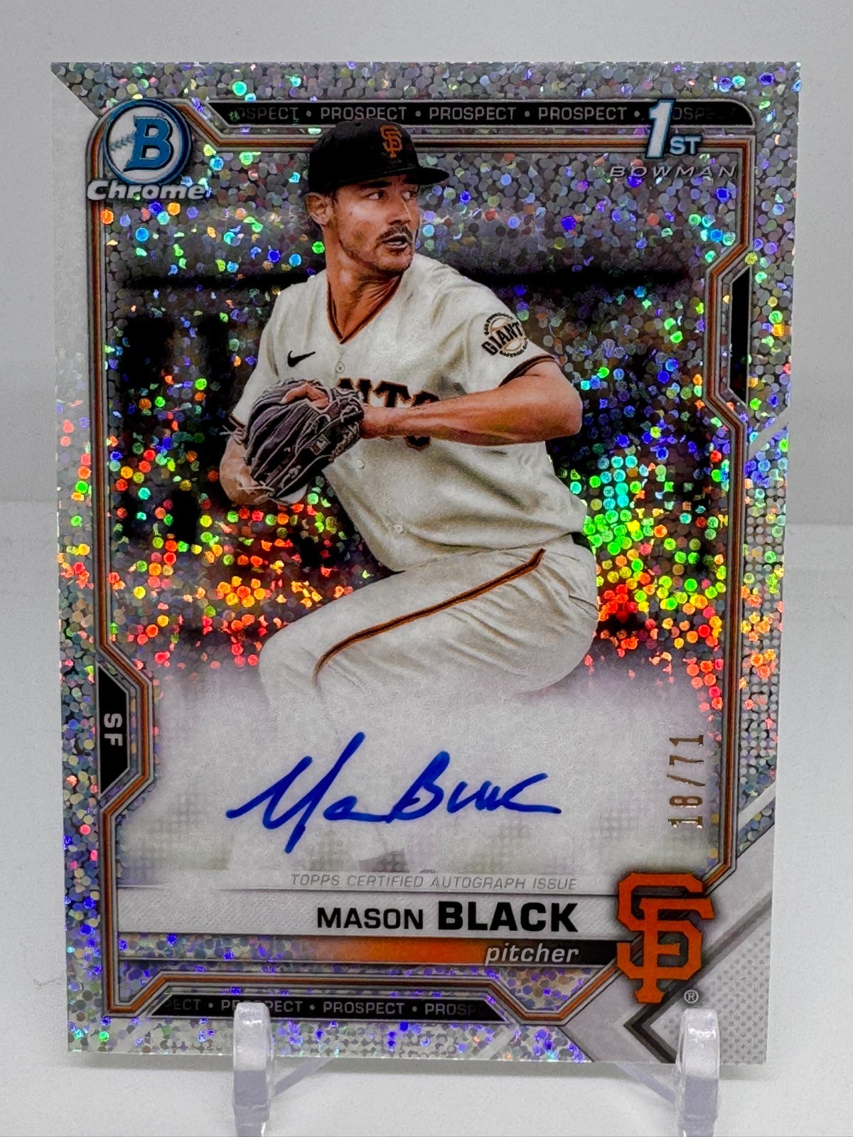 Mason Black 2021 Bowman Draft Auto Speckle Refractor /71 Giants Royals 1st
