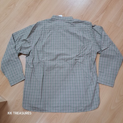 Gap 80’s Two Ply Poplin Shirt Grey Khaki Pink Check Long Sleeve Mens XL New - Picture 8 of 12