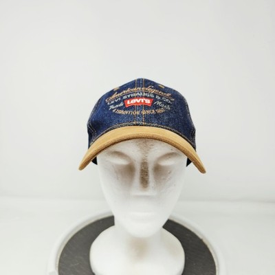 Levi's Hat Cap Baseball Strap Back One Size Blue Mens Denim Suede Logo Patch