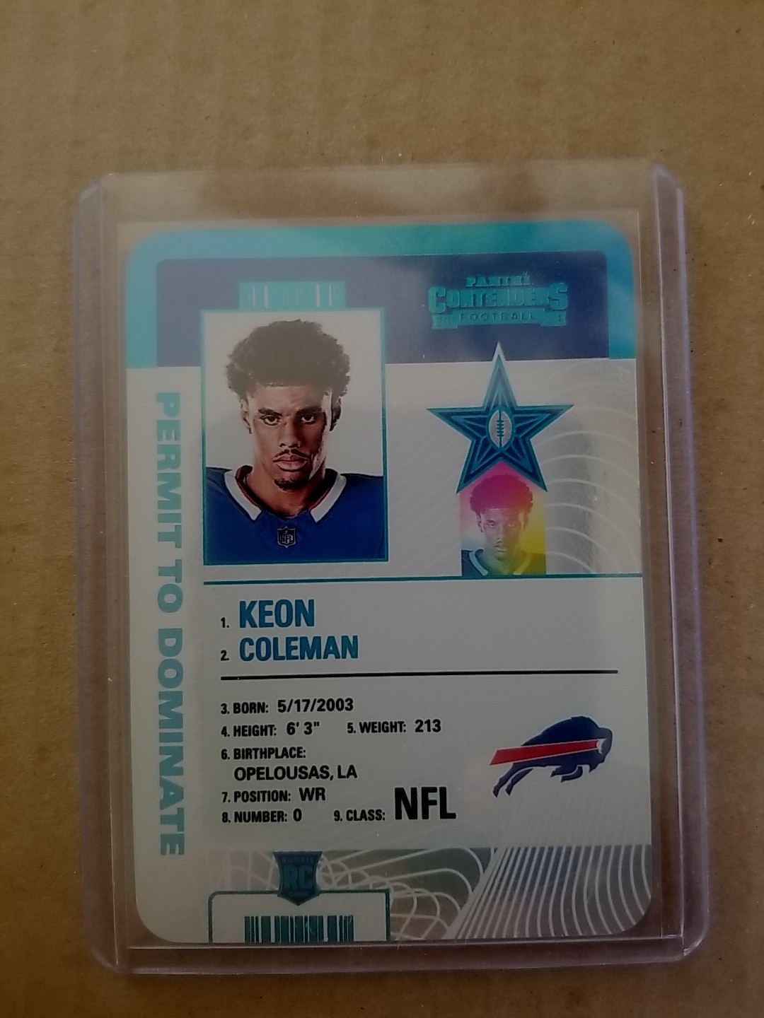 2024 Panini Contenders Keon Coleman Permit to Dominate SSP RC, Case Hit, Bills 