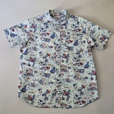 Columbia Rapid Rivers Large Men's Blue Tropical Button-Up Short Sleeve Shirt