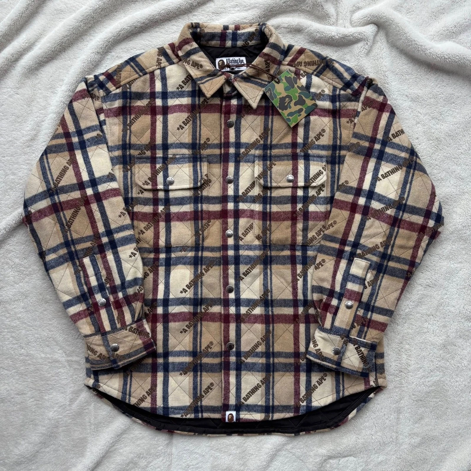 Burberry — Bape Burberry Print Checkered Quilted Jacket - Sz L (Fits L-XL) - New Authentic