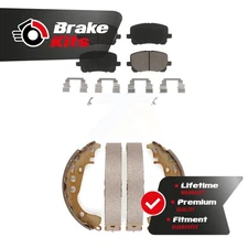 Front Rear Ceramic Brake Pads And Drum Shoes Kit For 2003-2008 Toyota Corolla