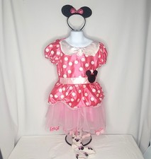 Disney Minnie Mouse Pink Costume Dress Up Girls Size Small 5/6 Tutu Ears Socks