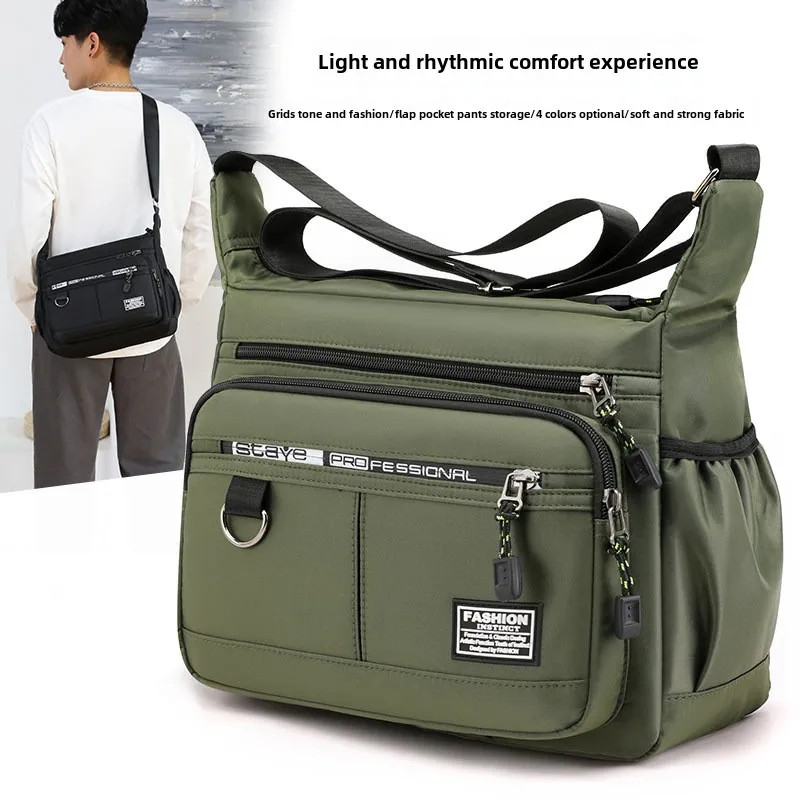 Men's Oxford Shoulder Bag Large Capacity Multi-Pocket Crossbody Messenger Bag