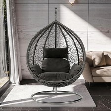 Egg Swing Chair Hanging Rattan Hammock for Garden Patio Furniture With Cushion