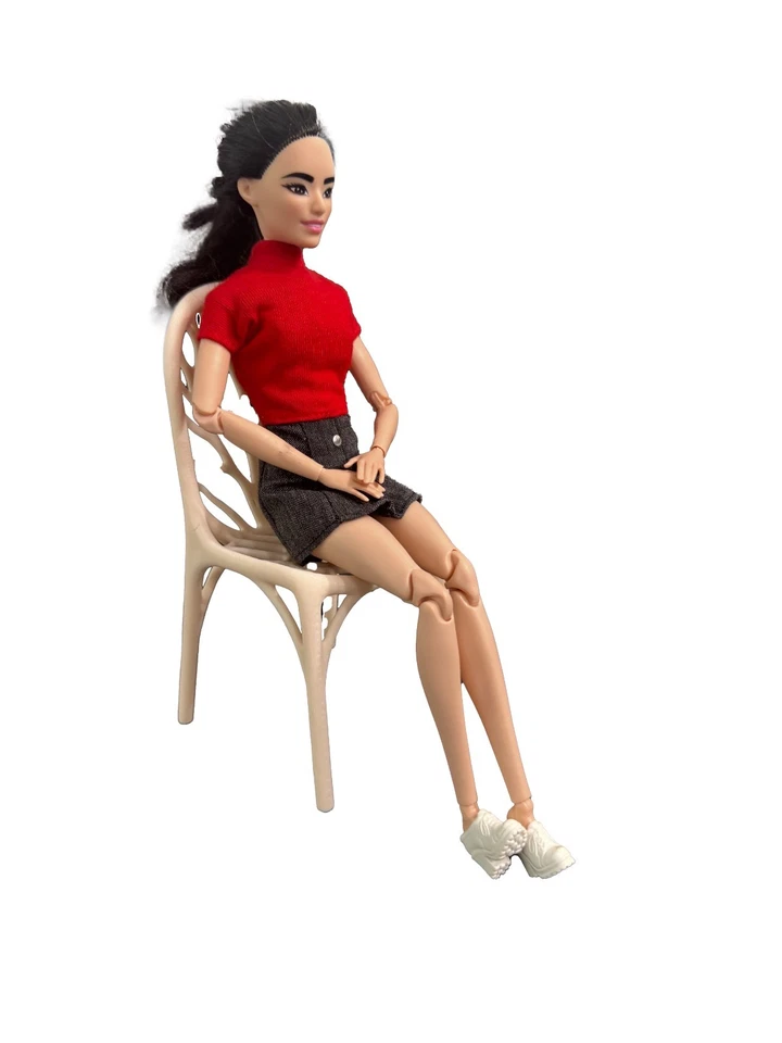 Silla Mueble Muñeca Escala 1/6 Para Casa de Muñecas Barbie - Impresión 3D - Color Crema Foto 2 de 4