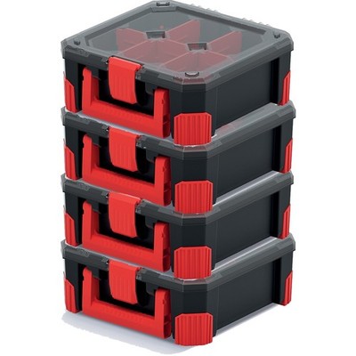 4er Set Kistenberg Sortimentskasten Kleinteilebox Titan Organizer 280x280x110 mm