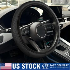Fit 1537-38cm Car Leather Steering Wheel Cover Good Grip Car Accessories Black
