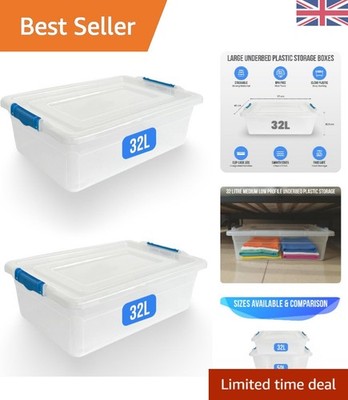 Vielseitige 32L Klar Aufbewahrungsboxen - 2er Pack Stapelbar Organizer für Zuhause & Büro