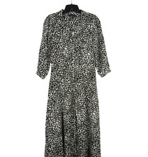 SKIES ARE BLUE Green/Multi FLORAL Button-Down 3/4 SLEEVE Maxi SHIRT DRESS XS