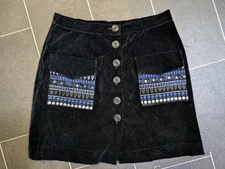 Out Of The Ordinary Black Textured And Embossed Pocket Mini Skirt