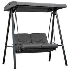 Outsunny 2 Seater Garden Outdoor Swing Chair Hammock w/ Adjustable Canopy Grey