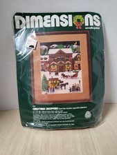Vintage 1982 Dimensions Needlepoint Kit 9019 CHRISTMAS SHOPPERS 11" x 14"