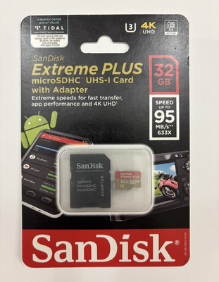SanDisk Extreme Plus 32GB microSDHC UHS-I U3 V30 95MB/s w/ Adapter New