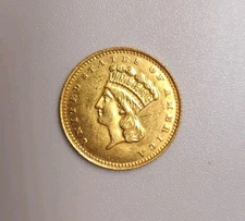 1888 US $1 Dollar Gold Indian Princess Head Type 3 AU Almost Uncirculated