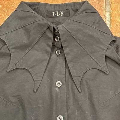 BPN Black Bat Collar Cropped Ladies Shirt Gothic Lolita Wednesday