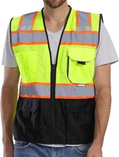 Dib Safety Vest Reflective with Pockets and Zipper, High Visibility Mesh ANSI Cl