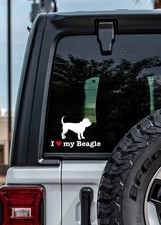 I Love My Beagle Decal Reflective Red Heart Car Window Vinyl Sticker 55 Colors