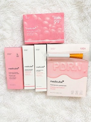Medicube PDRN Pink 5pc Set Full Size Serum Cream Mask Kit + Free Brush
