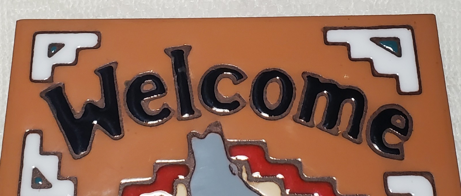 Earthtones Coyote Welcome Southwest Ceramic Art Tile Trivet Made in USA 4225R