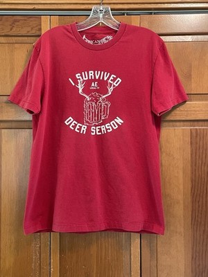 American Eagle Outfitters Red Shirt  I Survived Deer Season'' Size - Small