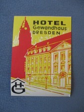 Original DDR Souvenir / Kofferaufkleber Hotel &ldquo; Gewandhaus &ldquo; Dresden