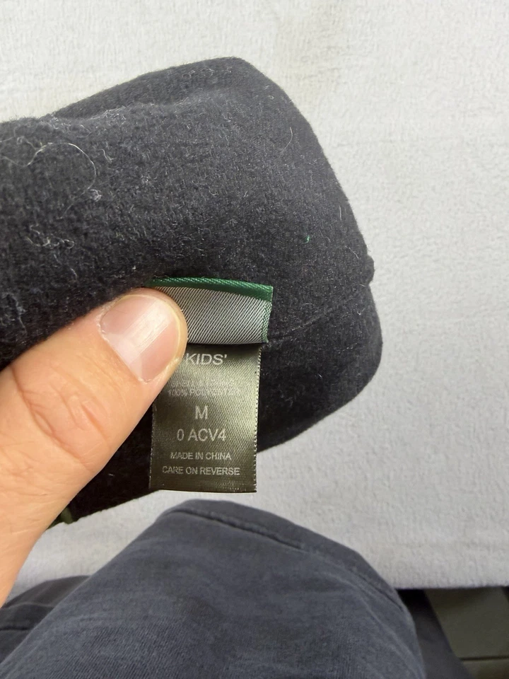 LL Bean Flame Pattern Beanie Fleece Cap Green/Black Kids Size Medium - Image 4 of 4