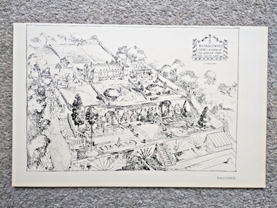 Balcaskie, Fifeshire, Blick auf Gärten - antiker Druck - 1899