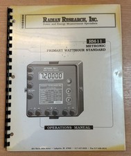 Radian RM-11 Metronic Primary Watthour  Standard Operations Manual 1990