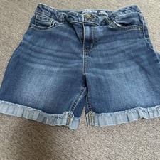 Cat and Jack Midi super stretch Girls XL 14 denim cuffed shorts EUC