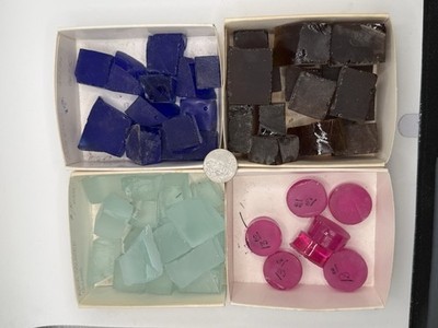 over 2lb Facet grade synthetic RARE laser ruby blue aqua amber glass cubes