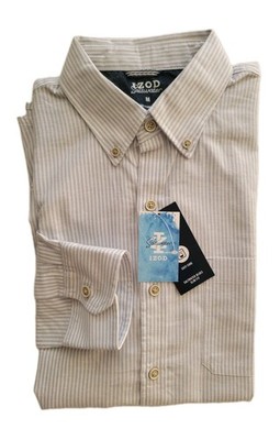 NEW $79 Izod Saltwater Sz M Blue White Striped Chambray Oxford Shirt