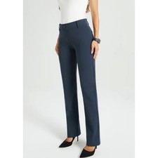 Betabrand Dress Pant Yoga Pants Navy Blue Straight Leg Work Trousers Womens L