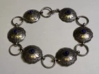 Native American Navajo Sterling Silver Lapis Lazuli Concho Link Bracelet Vintage