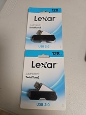 2 pack Lexar Jumpdrive TwistTurn2 USB 2.0 128 GB Flash Thumb Storage Drive