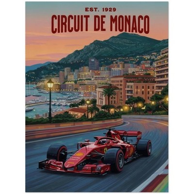Monaco Grand Prix Poster 1929 Circuit de Monaco Scenic Racing Artwork