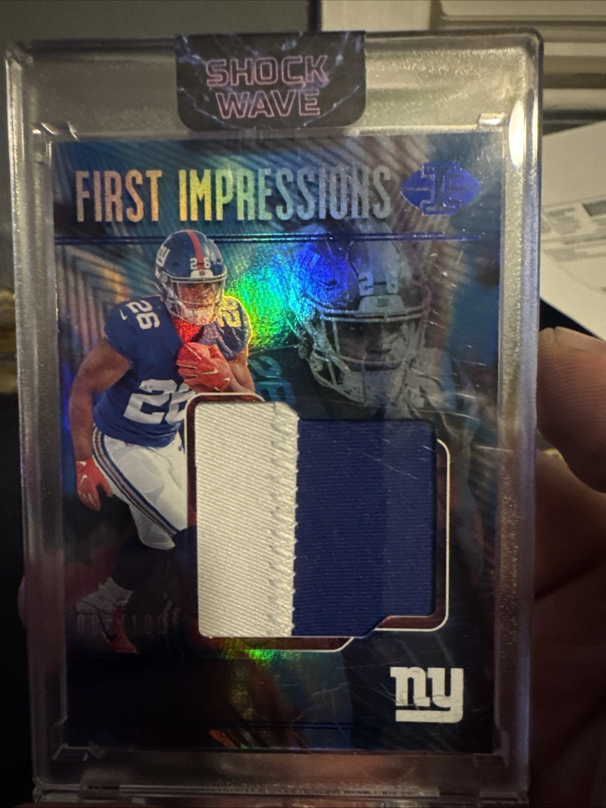 Saquon Barkley Panini Illusions First Impressions Memorabilia #FISB Blue