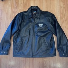 Cooper Mens Black Goatskin Leather Sabian Cymbals Zip Jacket USA Made XL