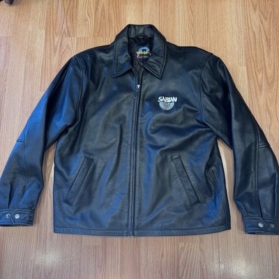 Cooper Mens Black Goatskin Leather Sabian Cymbals Zip Jacket USA Made XL
