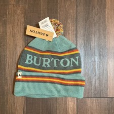 Burton Beanie One Size Teal Striped Pom Pom Knit Hat 10474107301 New
