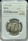 1945 D NGC MS65 Walking Liberty Half Dollar 50c US Mint Silver Coin 1945-D MS-65
