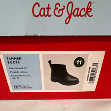 Cat  Jack Tanner Black Chelsea Ankle Boots Zip Zipper Unisex Kids US 11