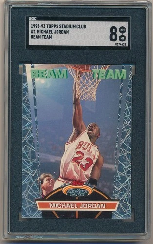 MICHAEL JORDAN 1992-93 TOPPS STADIUM CLUB BEAM TEAM #1 BULLS SGC 8 NEAR MINT